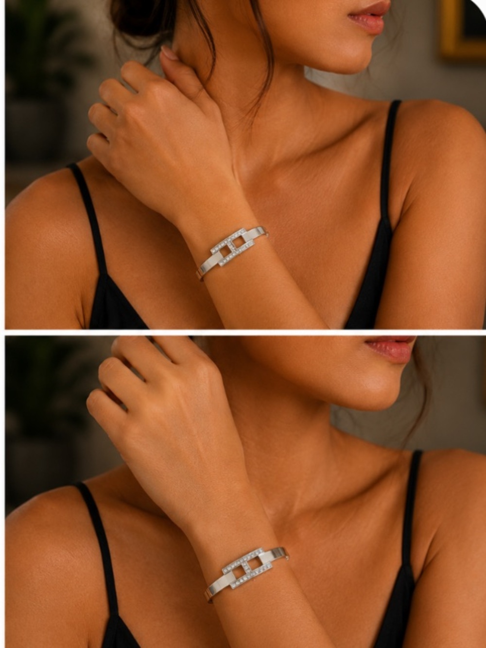 Silver Crystal Link H Bracelet